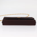 GUCCI Chain Shoulder Bag Nylon Bordeaux Gold Auth BA9288-5
