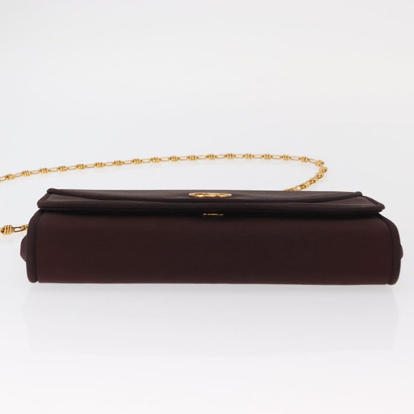 GUCCI Chain Shoulder Bag Nylon Bordeaux Gold Auth BA9288