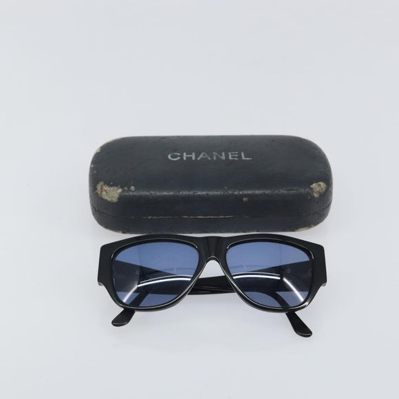 CHANEL COCO Mark Sunglasses plastic Black CC Auth BA9291