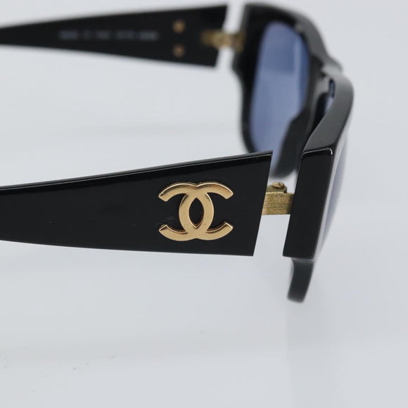 CHANEL COCO Mark Sunglasses plastic Black CC Auth BA9291
