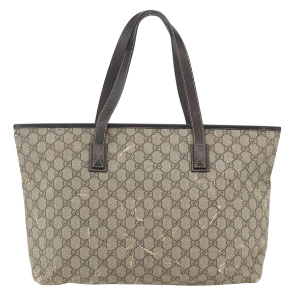 GUCCI GG Supreme Tote Bag PVC Beige 211137 Auth BA9292