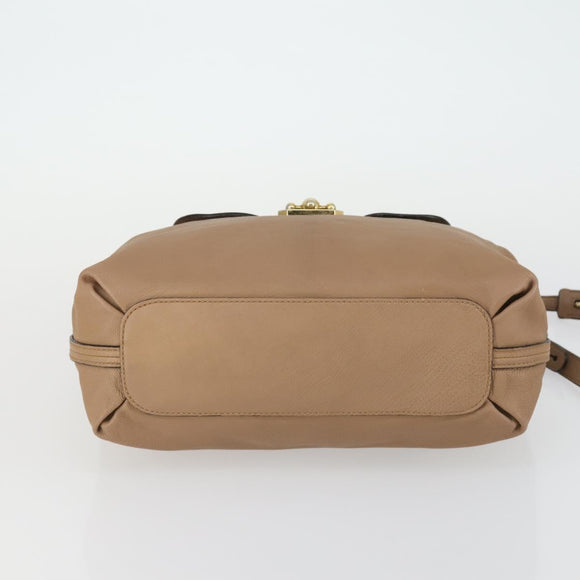 Chloe Elsie Hand Bag Leather 2way Beige Gold Auth BA9293