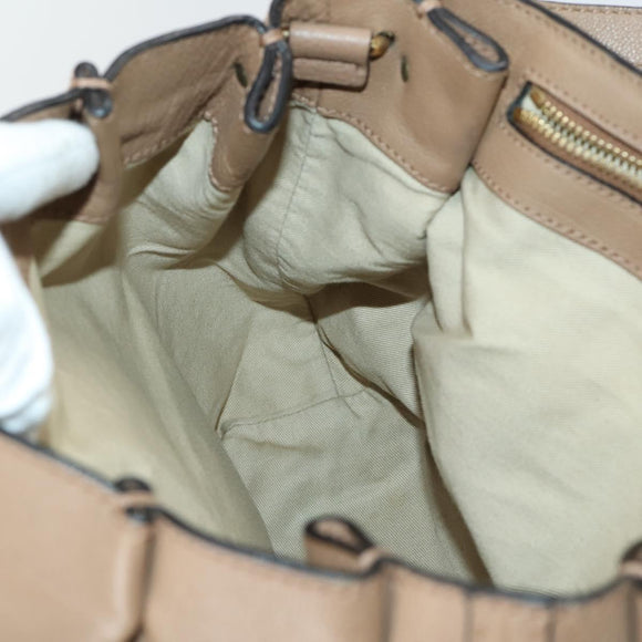 Chloe Elsie Hand Bag Leather 2way Beige Gold Auth BA9293