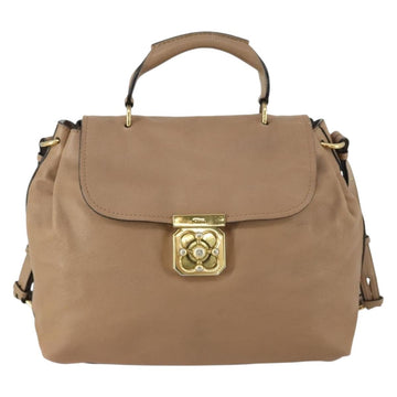 Chloe Elsie Hand Bag Leather 2way Beige Gold Auth BA9293 - 0