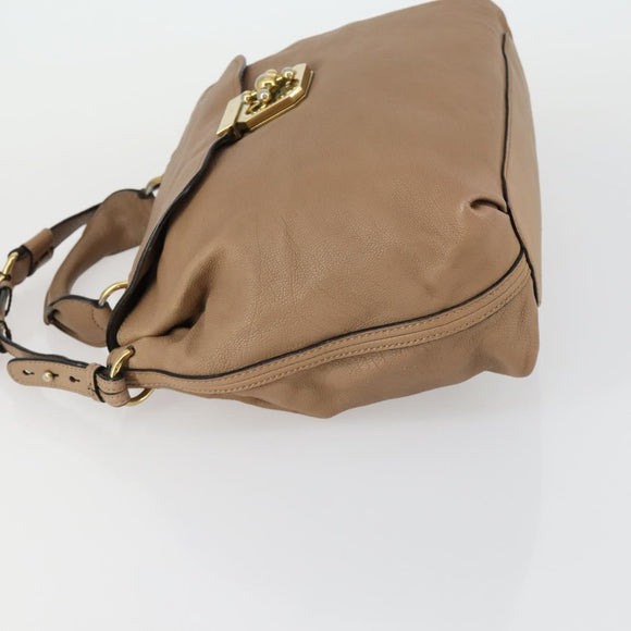 Chloe Elsie Hand Bag Leather 2way Beige Gold Auth BA9293