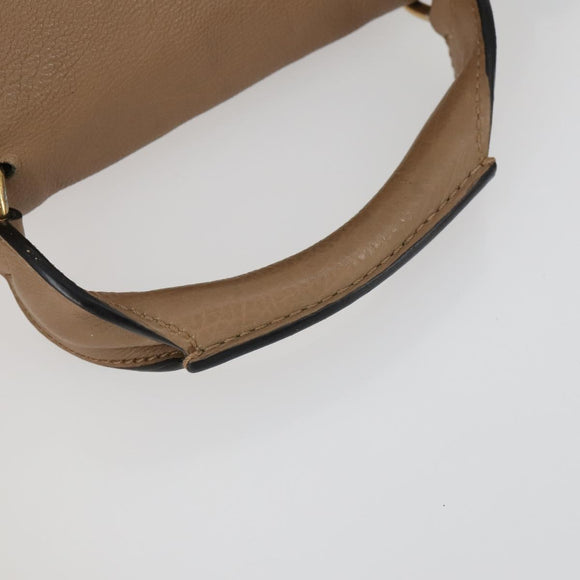 Chloe Elsie Handtasche Leder 2-Wege Beige Gold Auth BA9293