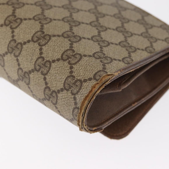 GUCCI GG Supreme Shoulder Bag PVC Beige Gold Auth BA9294