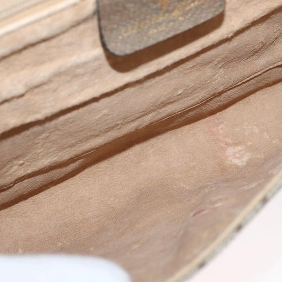 GUCCI GG Supreme Shoulder Bag PVC Beige Gold Auth BA9294