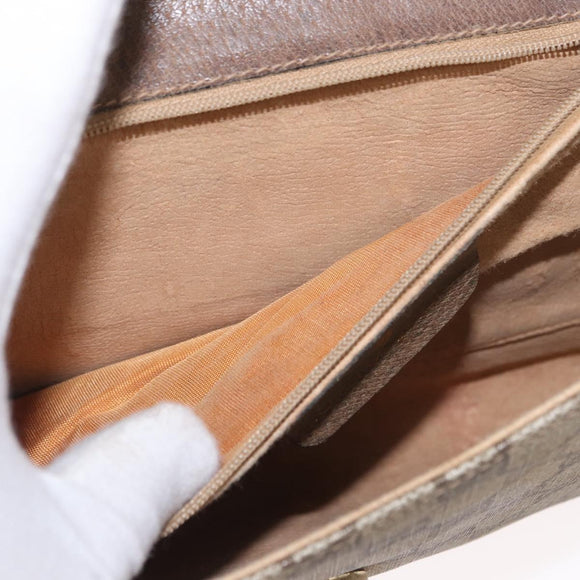 GUCCI GG Supreme Shoulder Bag PVC Beige Gold Auth BA9294