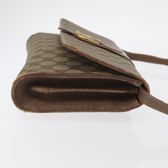 GUCCI GG Supreme Shoulder Bag PVC Beige Gold Auth BA9294