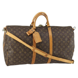 LOUIS VUITTON Monogram Keepall Bandouliere 55 Boston Bag M41414 LV Auth BA9301A