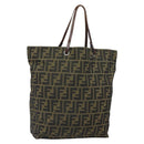 FENDI Zucca Canvas Hand Bag Brown Black Auth BA9302-1