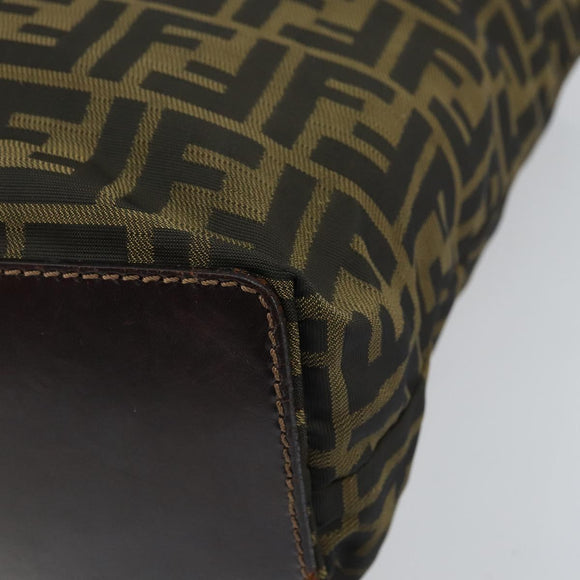 FENDI Zucca Canvas Hand Bag Brown Black Auth BA9302
