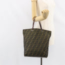FENDI Zucca Canvas Hand Bag Brown Black Auth BA9302-19