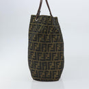 FENDI Zucca Canvas Hand Bag Brown Black Auth BA9302-4