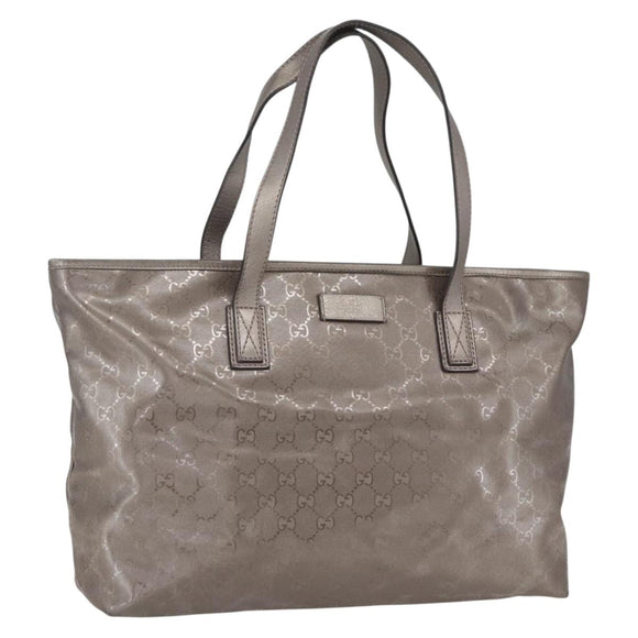 GUCCI GG implementation Tote Bag PVC Silver 211137 Auth BA9306