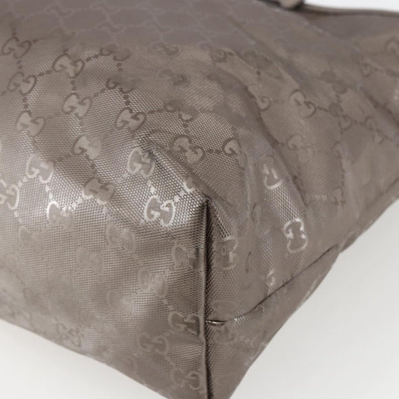 GUCCI GG implementation Tote Bag PVC Silver 211137 Auth BA9306