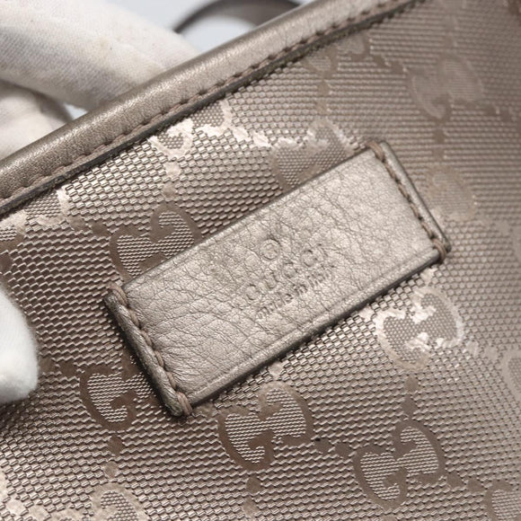 GUCCI GG implementation Tote Bag PVC Silver 211137 Auth BA9306