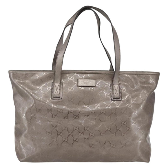 GUCCI GG implementation Tote Bag PVC Silver 211137 Auth BA9306