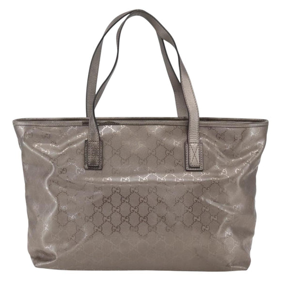 GUCCI GG implementation Tote Bag PVC Silver 211137 Auth BA9306