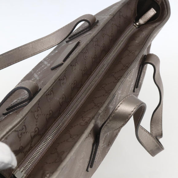 GUCCI GG implementation Tote Bag PVC Silver 211137 Auth BA9306