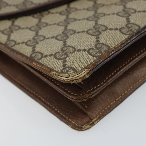 GUCCI GG Supreme Horsebit Shoulder Bag PVC Beige Gold 33 001 3376 Auth BA9313