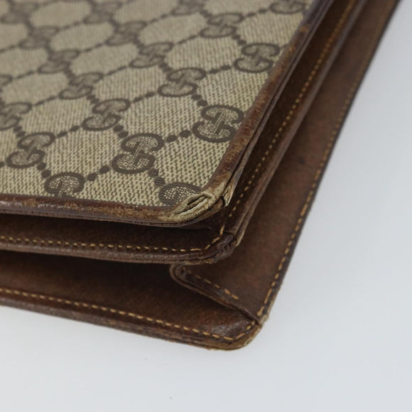 GUCCI GG Supreme Horsebit Shoulder Bag PVC Beige Gold 33 001 3376 Auth BA9313