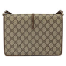 GUCCI GG Supreme Horsebit Shoulder Bag PVC Beige Gold 33 001 3376 Auth BA9313-2