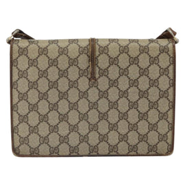 GUCCI GG Supreme Horsebit Shoulder Bag PVC Beige Gold 33 001 3376 Auth BA9313 - 0