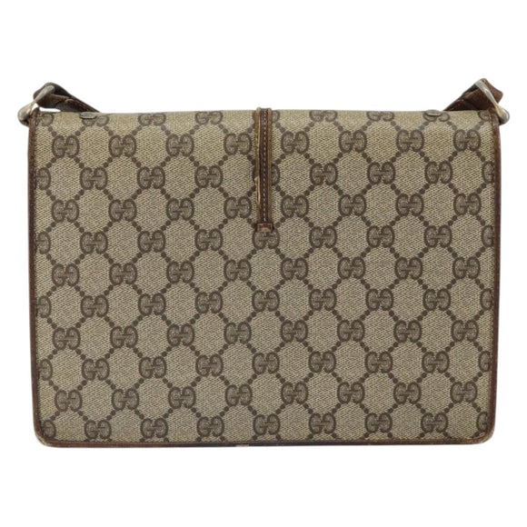 GUCCI GG Supreme Horsebit Shoulder Bag PVC Beige Gold 33 001 3376 Auth BA9313