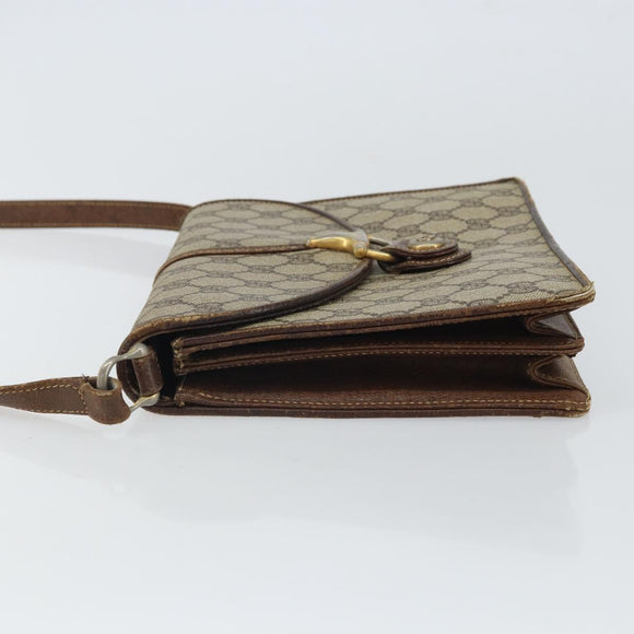 GUCCI GG Supreme Horsebit Shoulder Bag PVC Beige Gold 33 001 3376 Auth BA9313