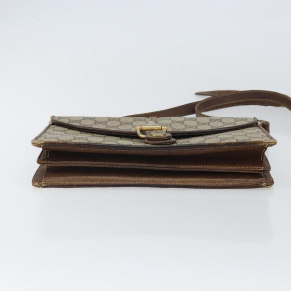 GUCCI GG Supreme Horsebit Shoulder Bag PVC Beige Gold 33 001 3376 Auth BA9313