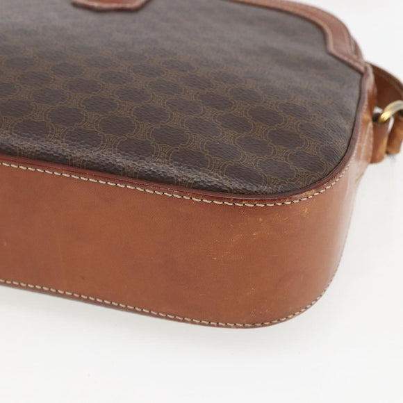 CELINE Macadam Canvas Shoulder Bag PVC Leather Brown Gold Auth BA9314