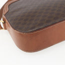 CELINE Macadam Canvas Shoulder Bag PVC Leather Brown Gold Auth BA9314-16