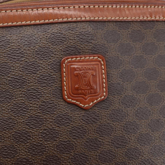 CELINE Macadam Canvas Shoulder Bag PVC Leather Brown Gold Auth BA9314