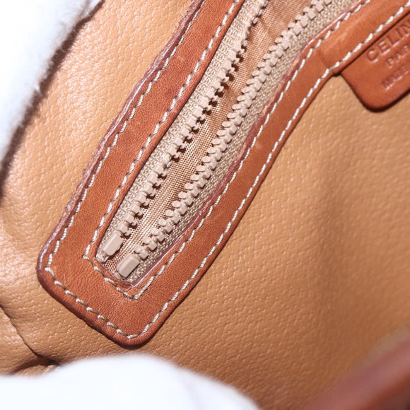 CELINE Macadam Canvas Shoulder Bag PVC Leather Brown Gold Auth BA9314