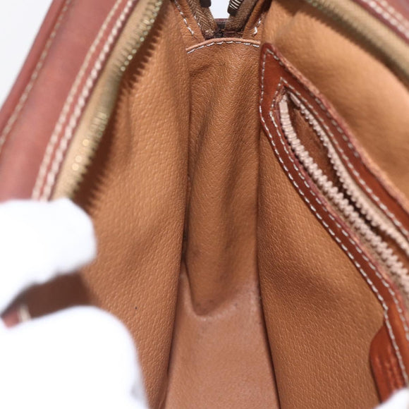 CELINE Macadam Canvas Shoulder Bag PVC Leather Brown Gold Auth BA9314