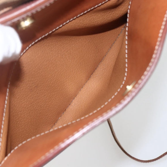 CELINE Macadam Canvas Shoulder Bag PVC Leather Brown Gold Auth BA9314