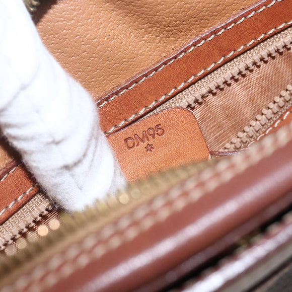 CELINE Macadam Canvas Shoulder Bag PVC Leather Brown Gold Auth BA9314