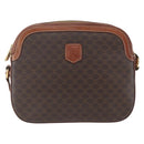 CELINE Macadam Canvas Shoulder Bag PVC Leather Brown Gold Auth BA9314-13