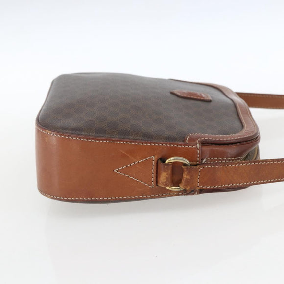 CELINE Macadam Canvas Shoulder Bag PVC Leather Brown Gold Auth BA9314