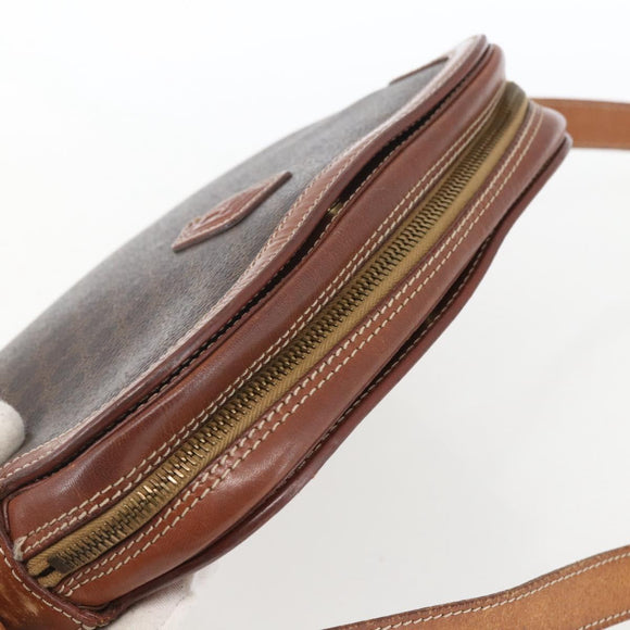 CELINE Macadam Canvas Shoulder Bag PVC Leather Brown Gold Auth BA9314