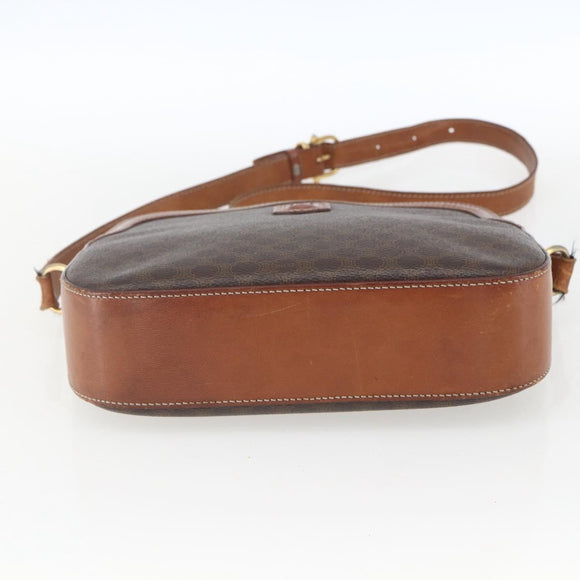 CELINE Macadam Canvas Shoulder Bag PVC Leather Brown Gold Auth BA9314