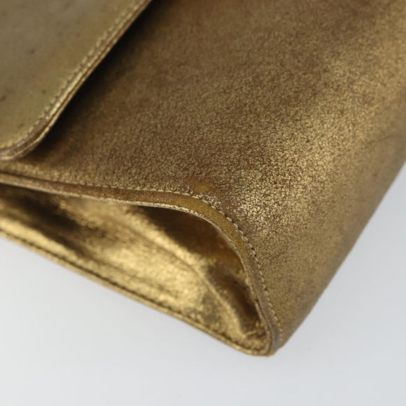 Salvatore Ferragamo Gancini Shoulder Bag Leather Gold Tone Auth BA9316