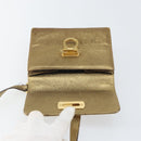 Salvatore Ferragamo Gancini Shoulder Bag Leather Gold Tone Auth BA9316-16