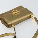 Salvatore Ferragamo Gancini Shoulder Bag Leather Gold Tone Auth BA9316-6