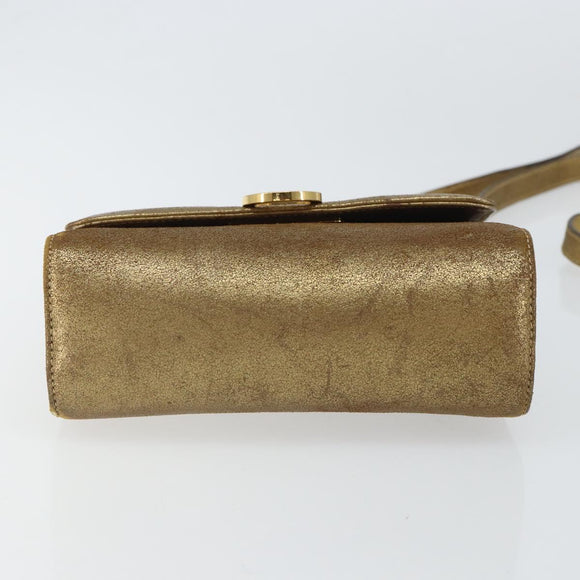 Salvatore Ferragamo Gancini Shoulder Bag Leather Gold Tone Auth BA9316
