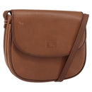 Burberrys Shoulder Bag Leather Brown Gold Auth BA9317-1