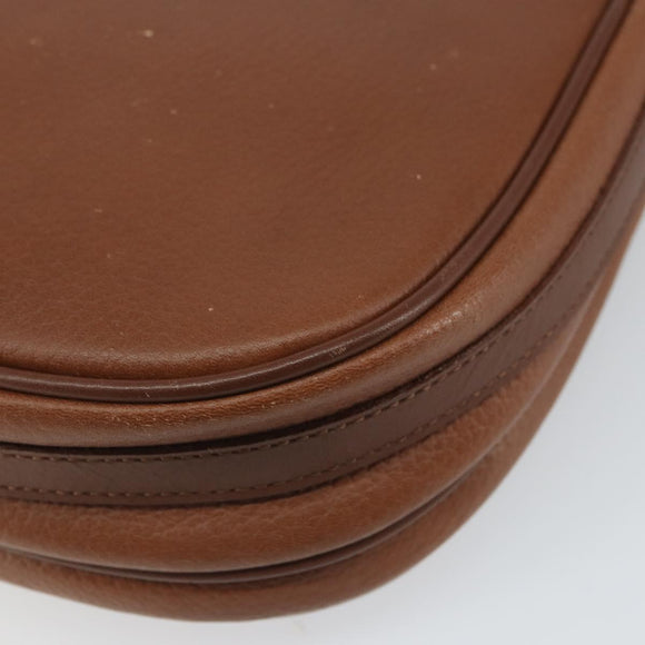 Burberrys Shoulder Bag Leather Brown Gold Auth BA9317