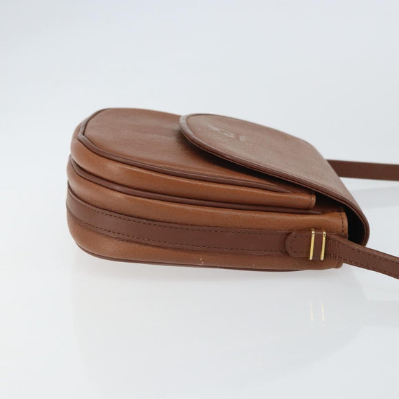 Burberrys Shoulder Bag Leather Brown Gold Auth BA9317